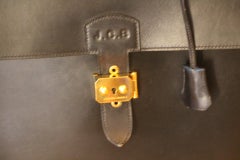 Hermes Black Leather Sac A Depeches Briefcase, Hermes Briefcase, Hermes bag