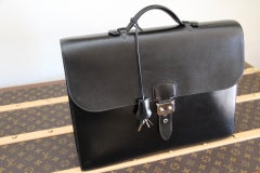 Hermes Black Leather Sac A Depeches Briefcase, Hermes Briefcase, Hermes bag