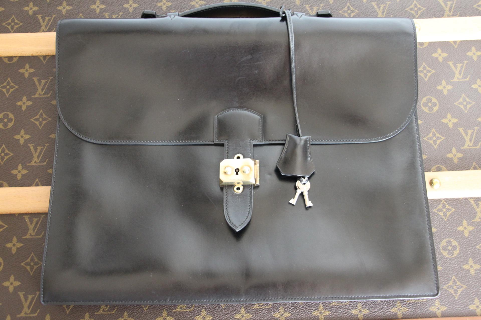 Hermes Black Leather Sac A Depeches Briefcase, Hermes Briefcase, Hermes bag 2