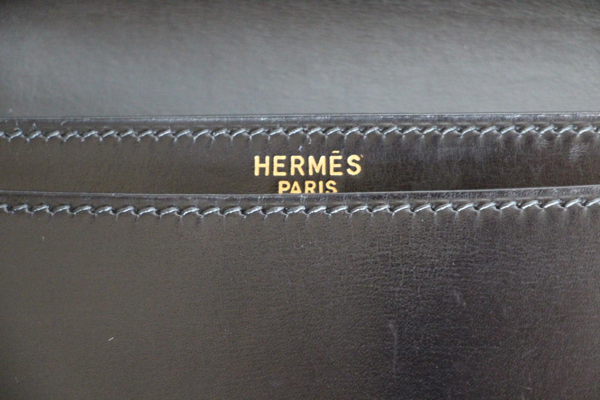 Hermes Black Leather Sac A Depeches Briefcase, Hermes Briefcase, Hermes bag 3
