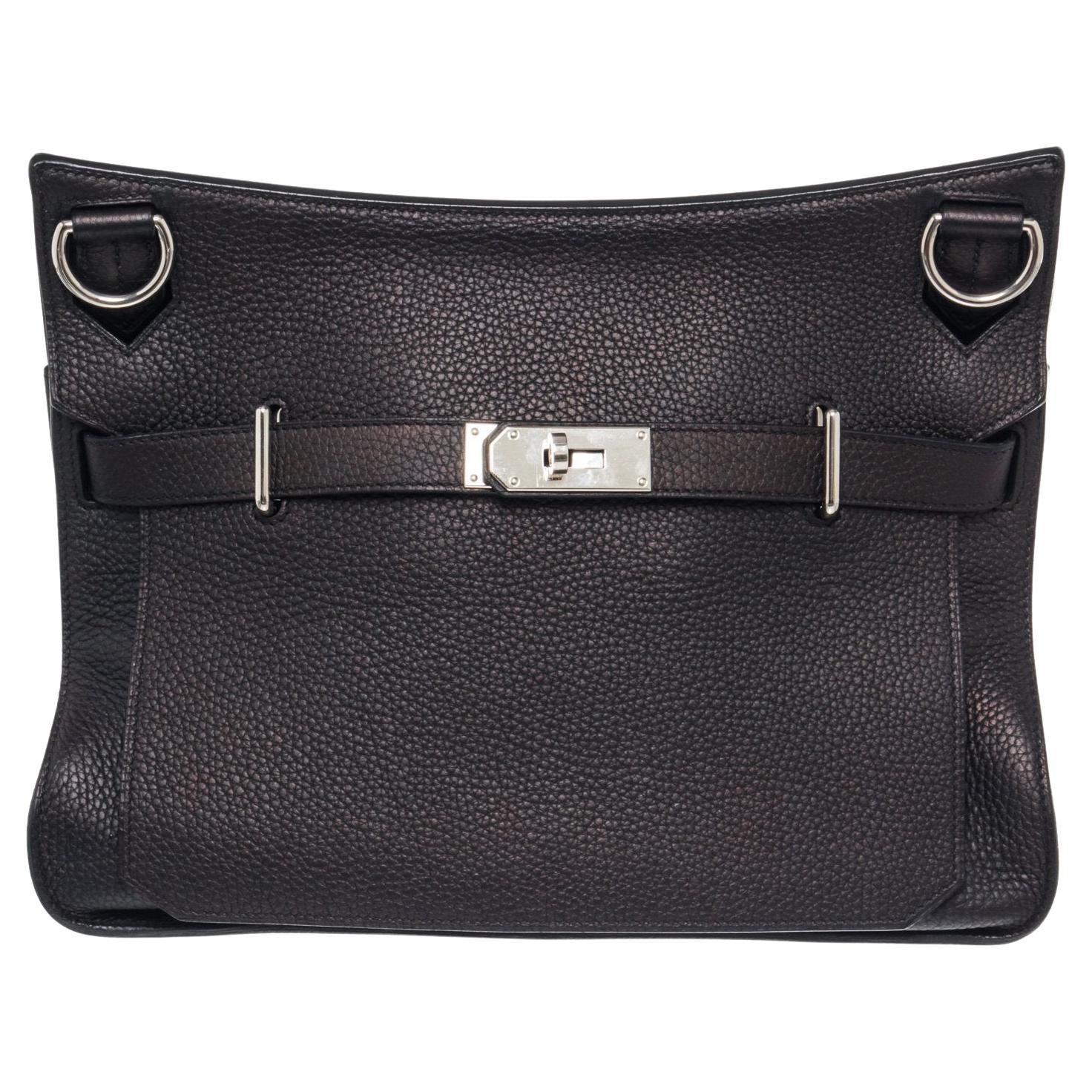 Hermes Black Leather Sac Jypsiere Shoulder Bag