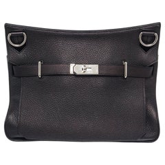 Hermes Black Leather Sac Jypsiere Shoulder Bag