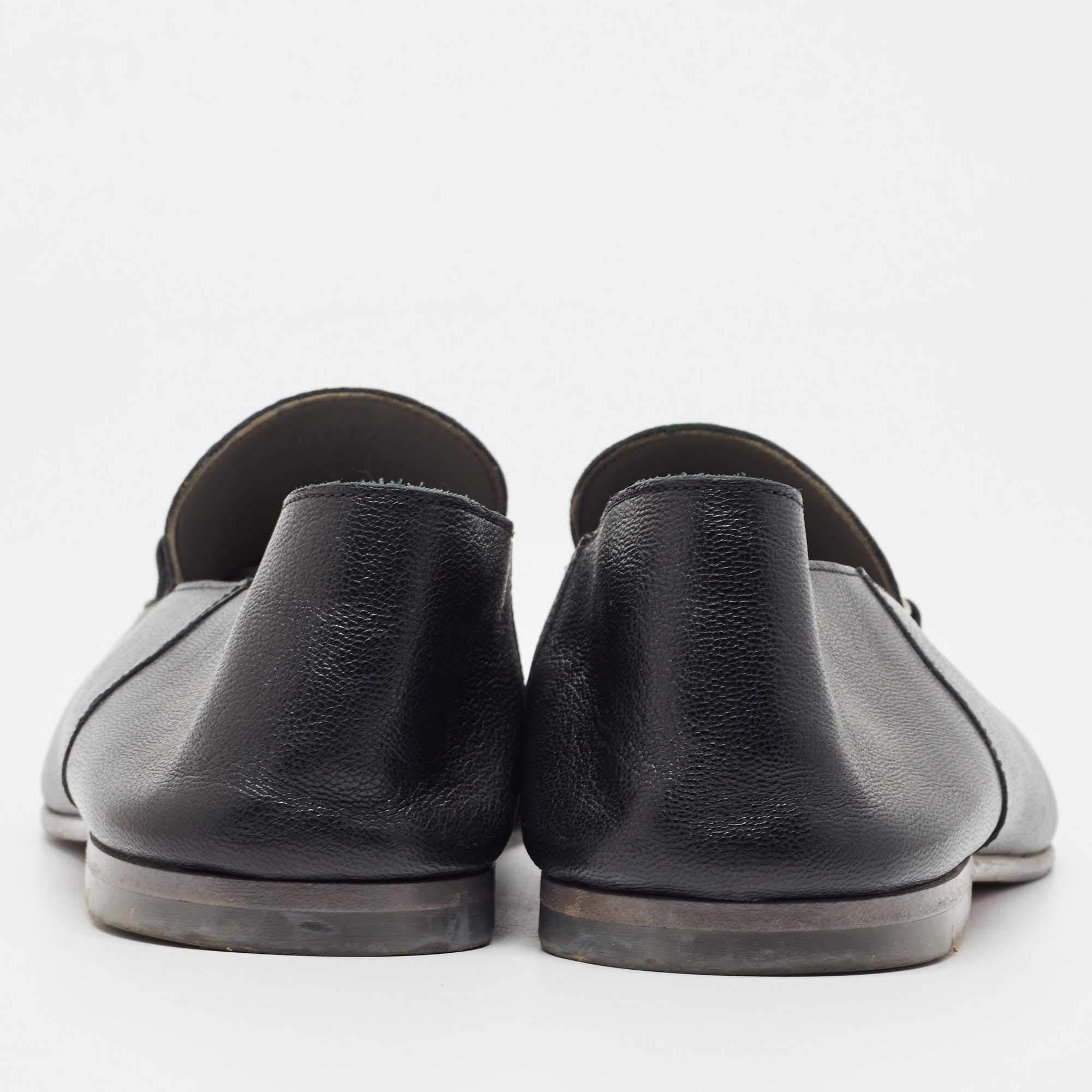 Hermes Black Leather Saga Loafers Size 46 1