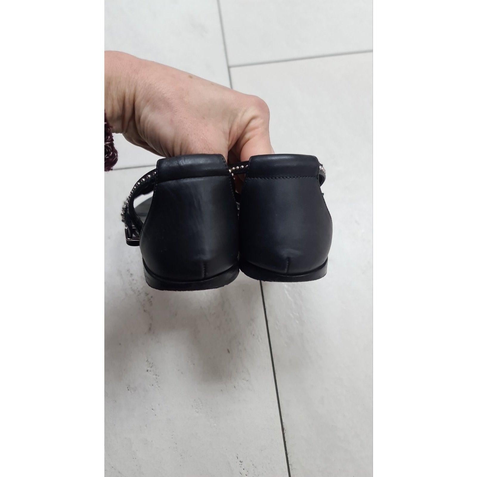 Hermes Schwarz Leder Santorini Ankle Wrap Sandalen Größe 37 im Angebot 2