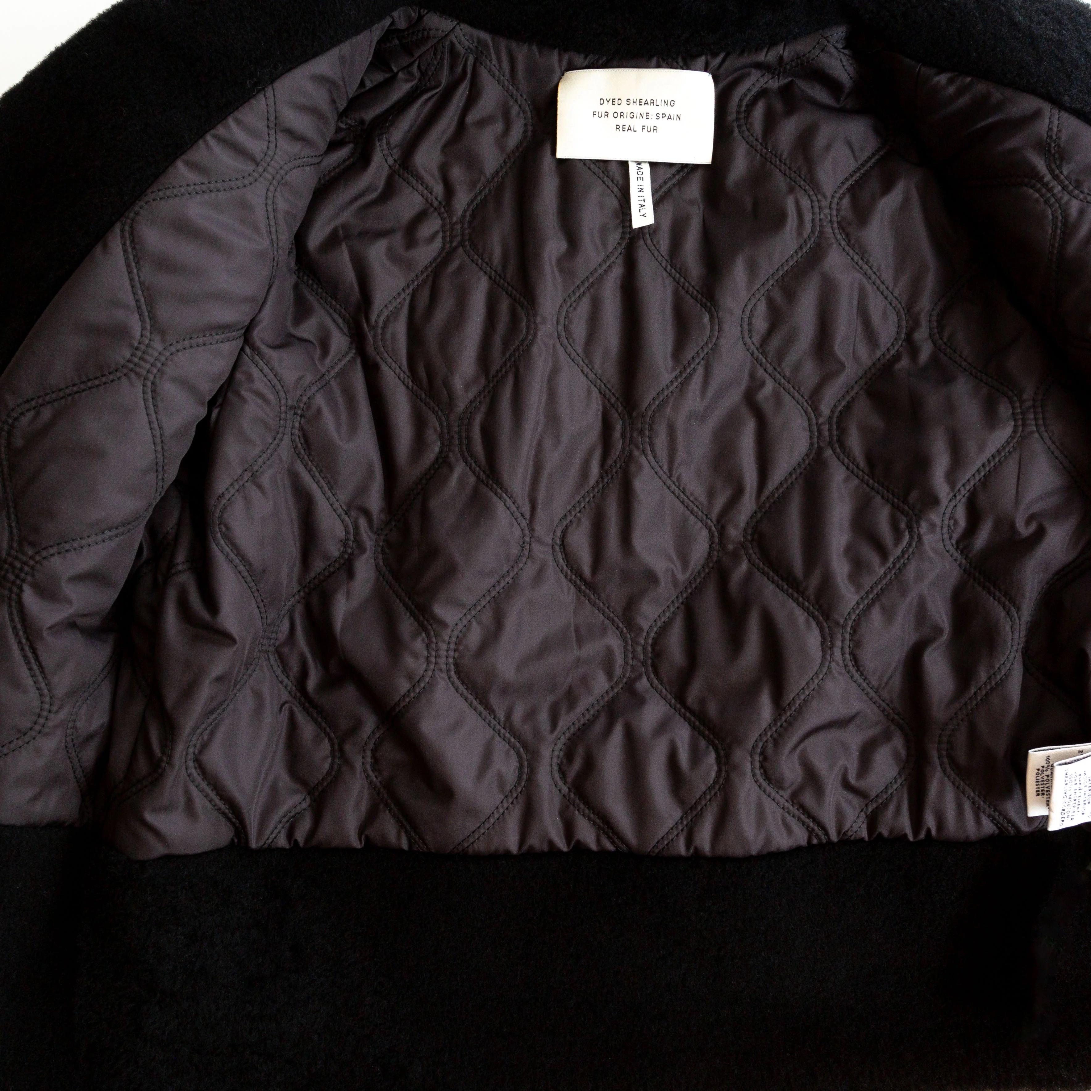 Hermès Black Leather Shearling-Lined Cropped Biker Jacket For Sale 8
