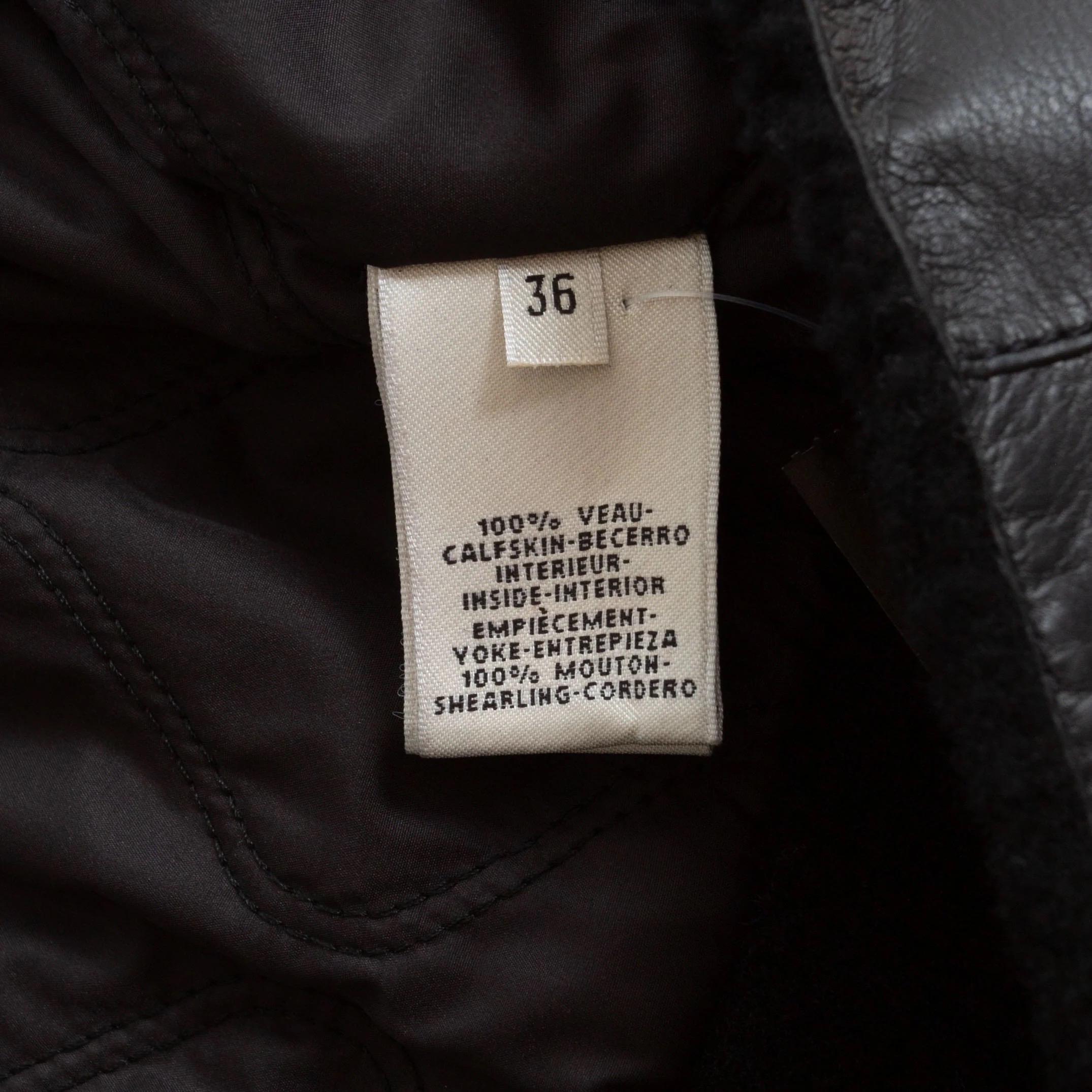 Hermès Black Leather Shearling-Lined Cropped Biker Jacket For Sale 10