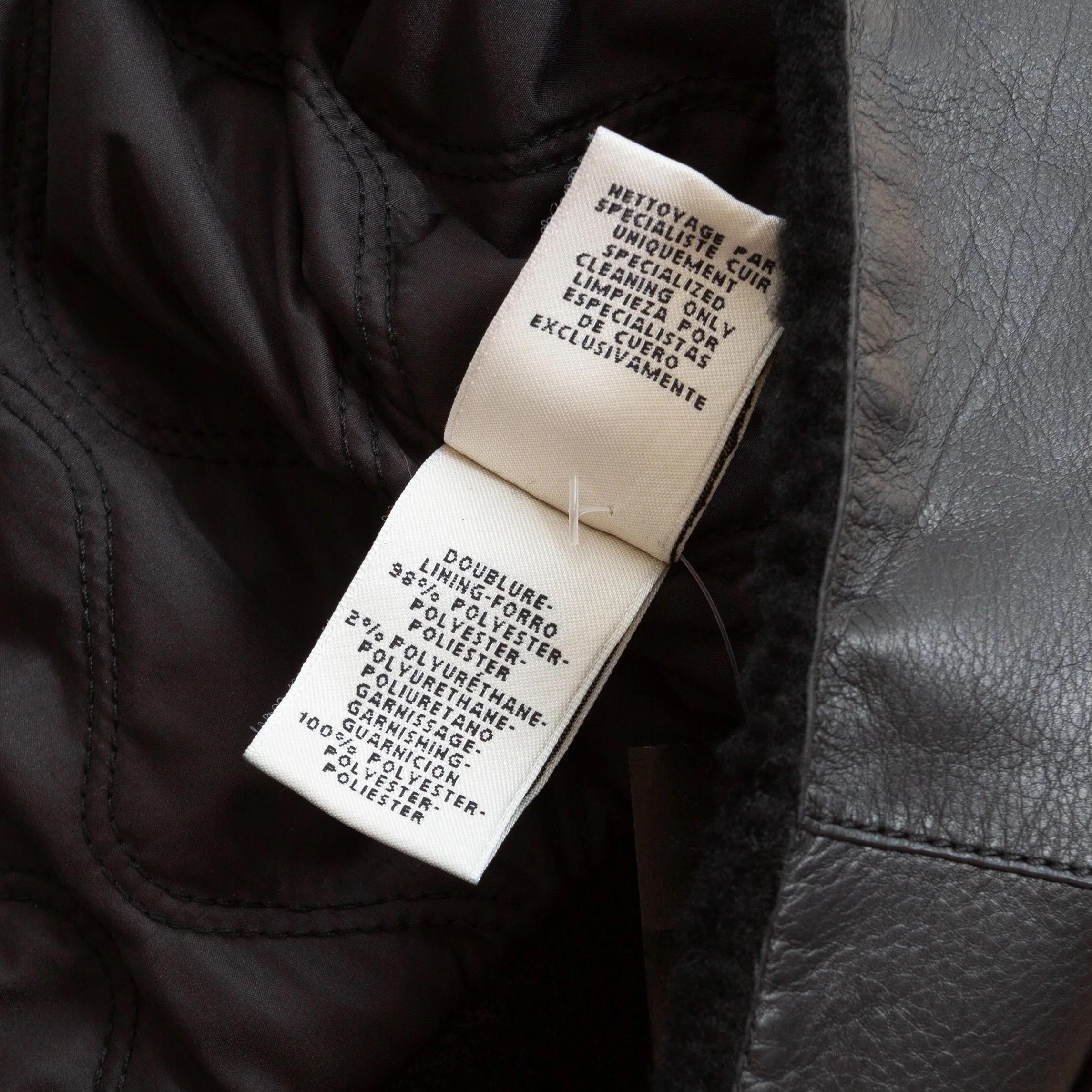 Hermès Black Leather Shearling-Lined Cropped Biker Jacket For Sale 11