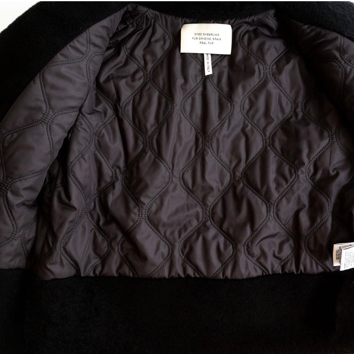 Hermès - Blouson motard court en cuir noir doublé de shearling   en vente 4