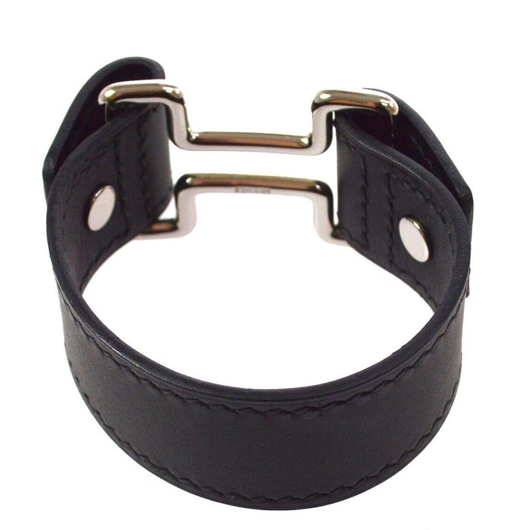 Black Hermes Medor Leather Bracelet – Designer Revival