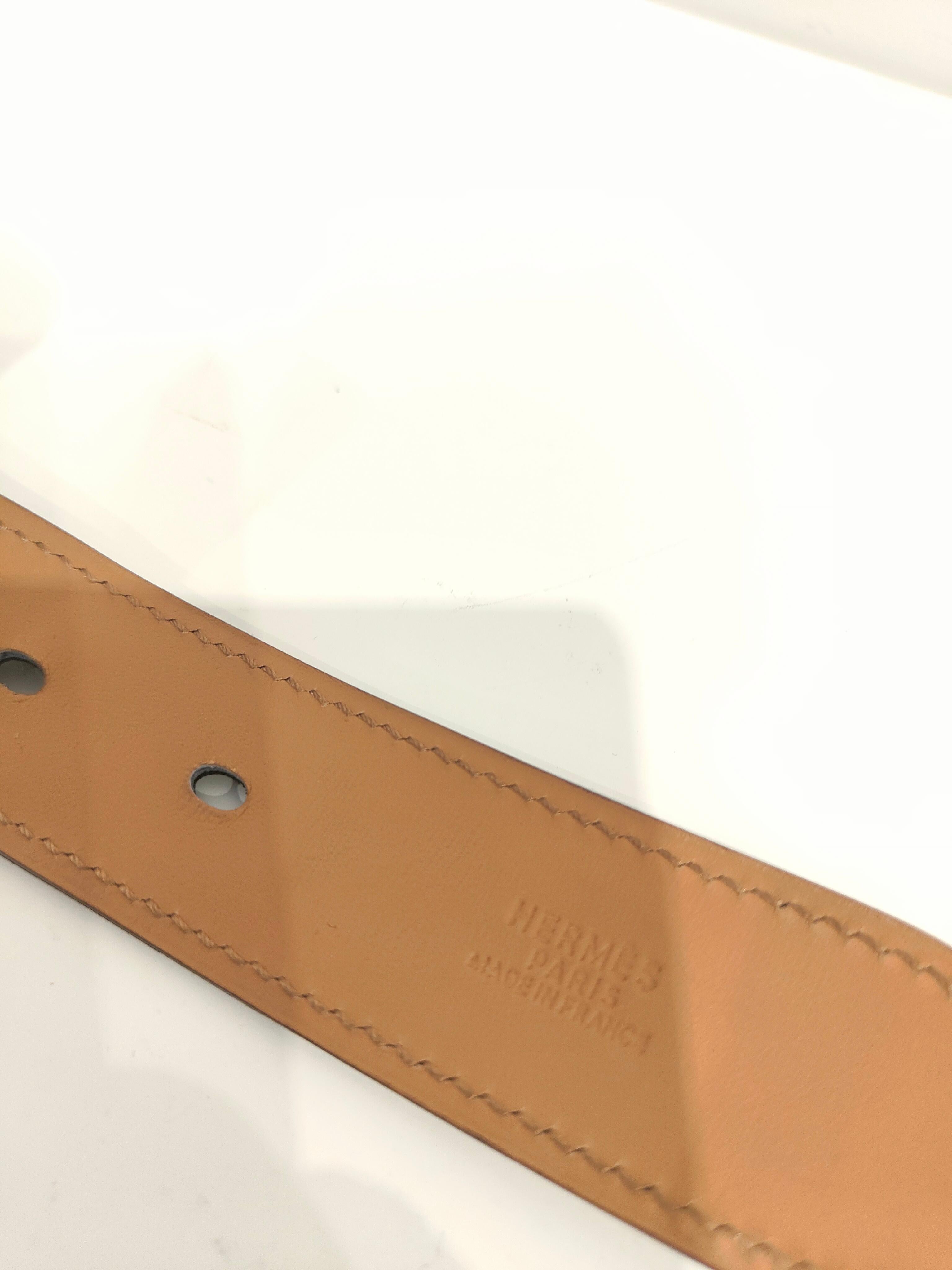 Hermès black leather silver hardware belt In Excellent Condition For Sale In Capri, IT
