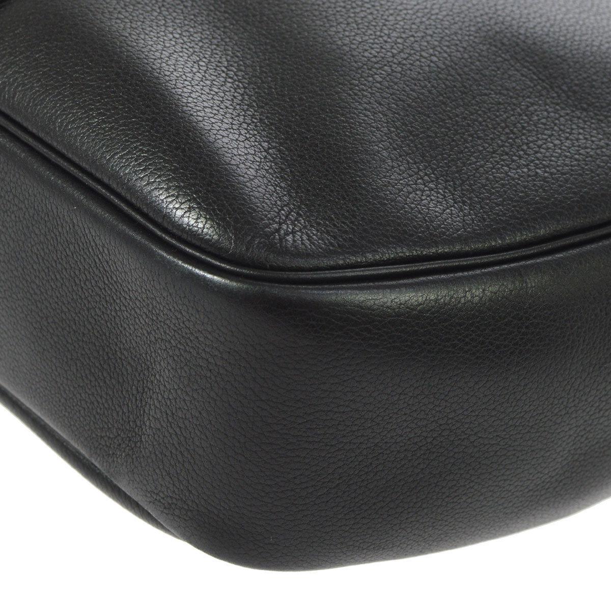 Hermes Black Leather Silver Large Hobo Carryall Shoulder Bucket Tote Handle Bag For Sale 1