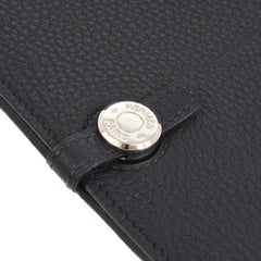 Hermes Black Leather Silver Large LapTop Business Envelope Clutch CarryAll Bag