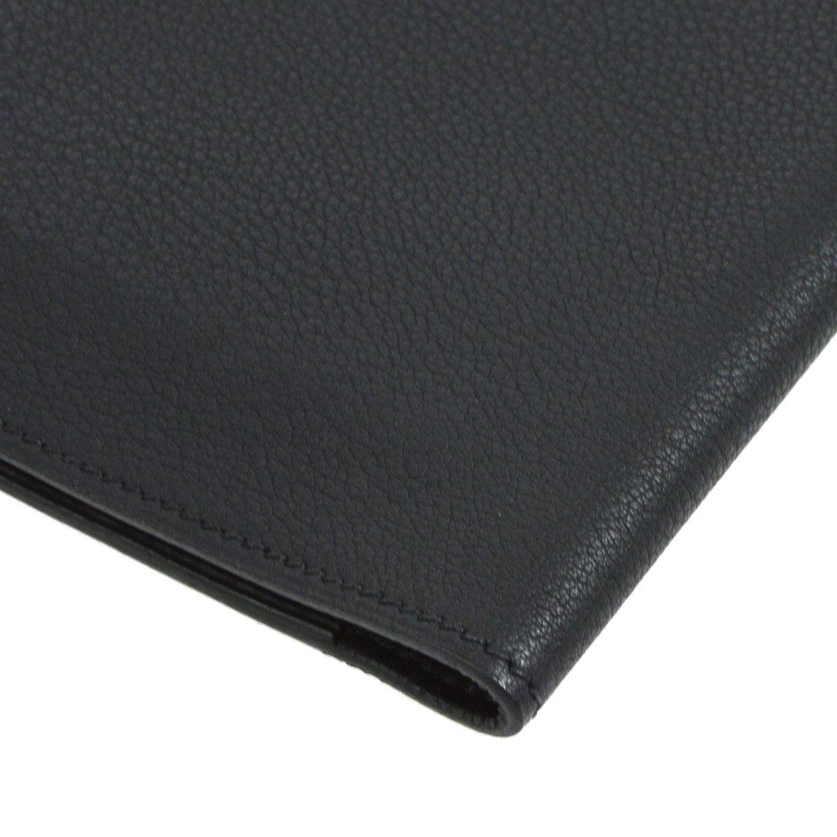 Women's Hermes Black Leather Silver Large LapTop Business Envelope Clutch CarryAll Bag
