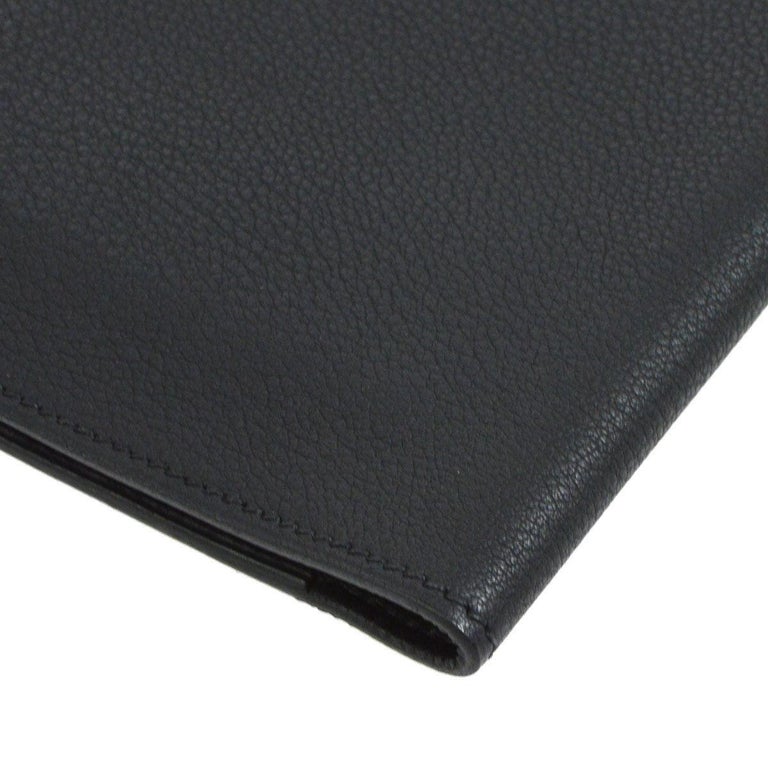 Hermes Black Leather Silver Large LapTop Business Envelope Clutch ...