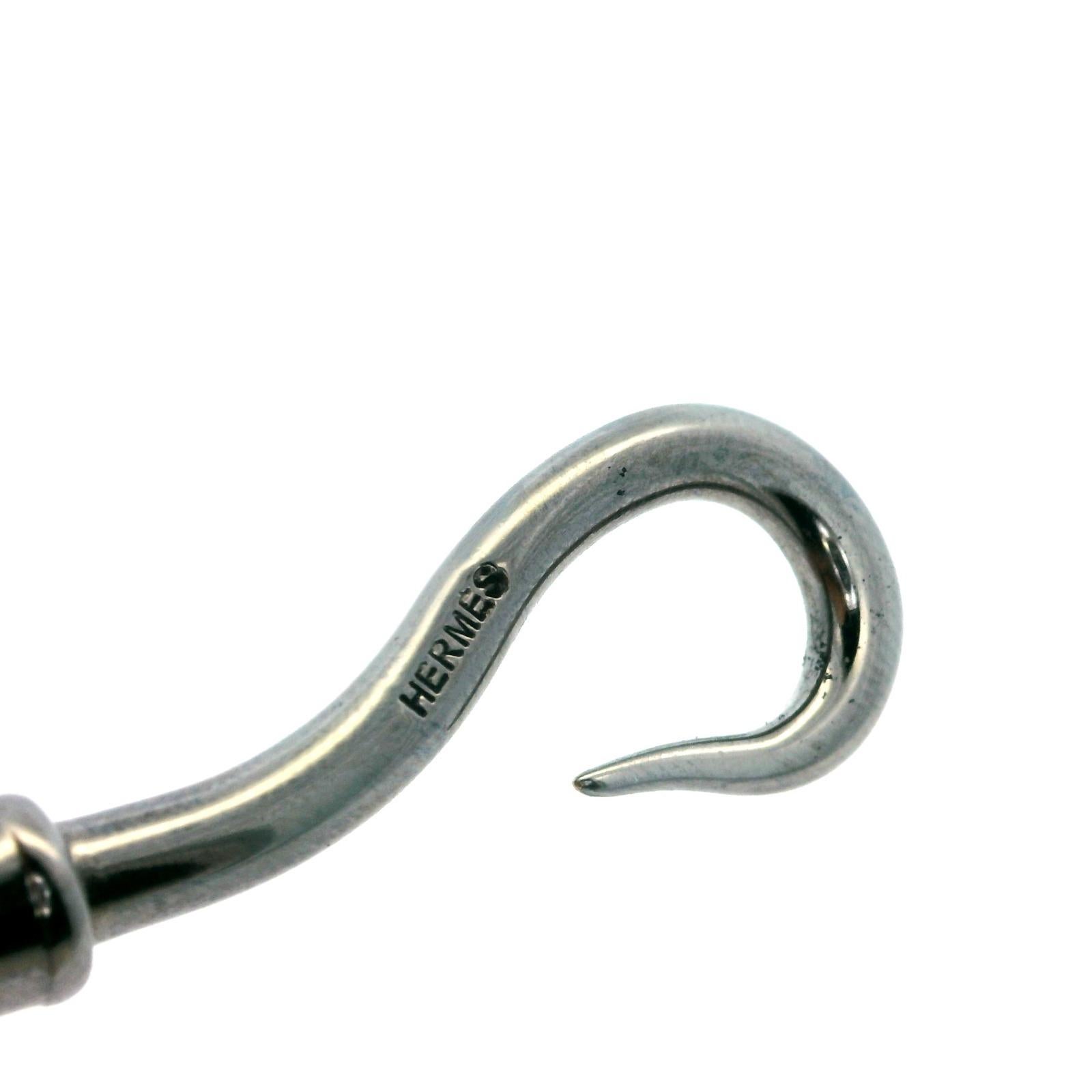 Retro Hermès Black Leather Silver Metal Jumbo H Bracelet For Sale