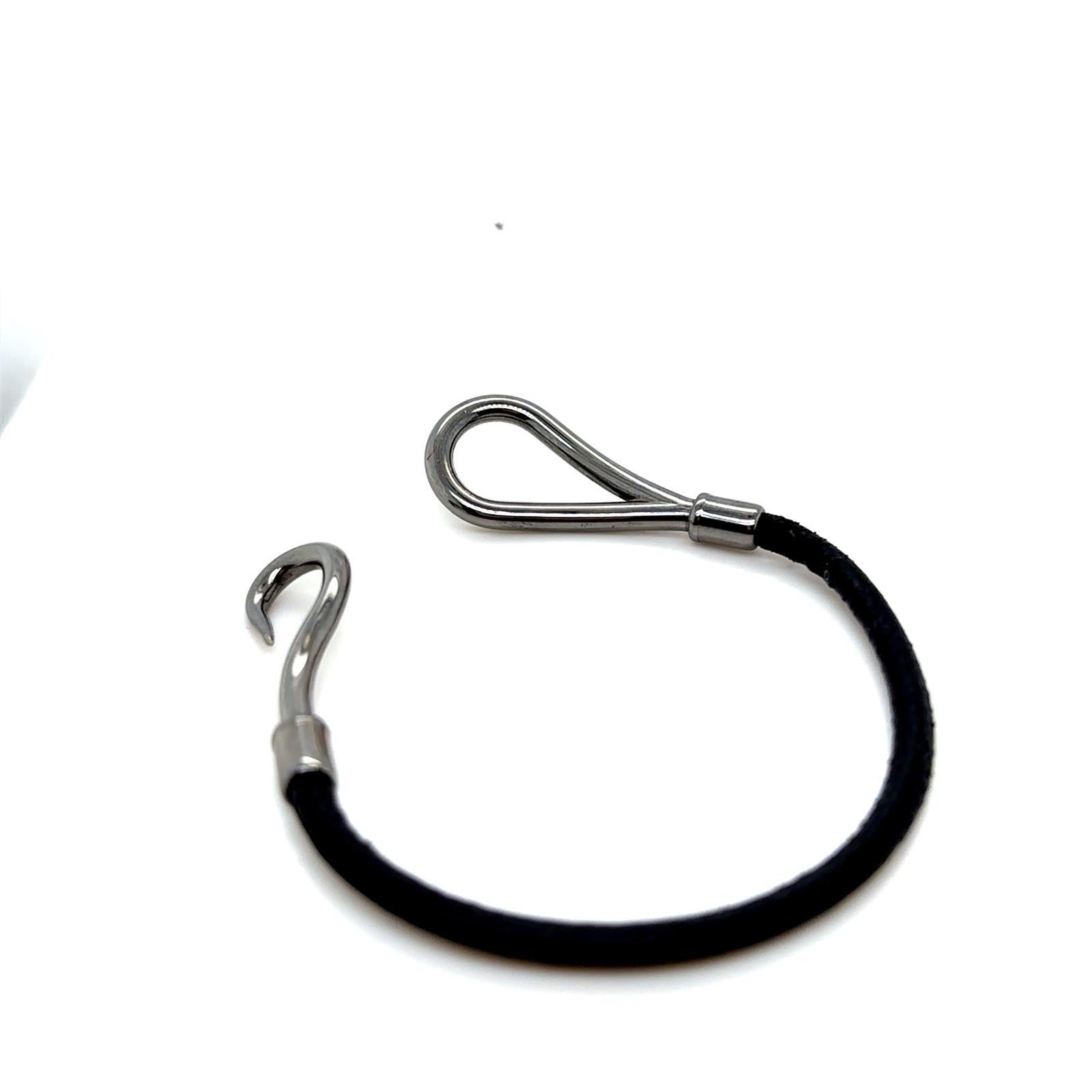 Hermès Black Leather Silver Metal Jumbo H Bracelet For Sale 1