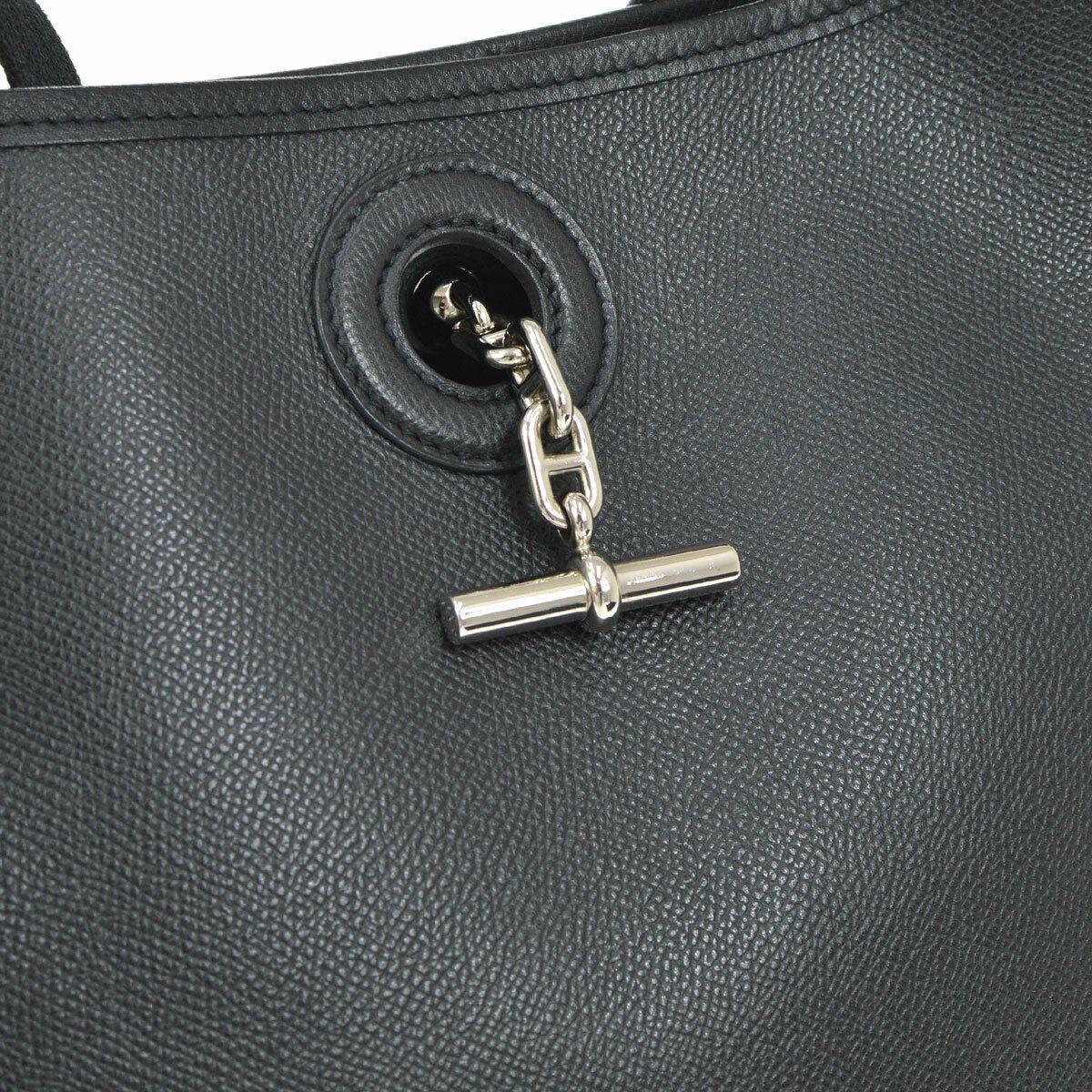 Hermes Black Leather Silver Toggle Men's Women's Carryall Shoulder Bag In Good Condition In Chicago, IL
