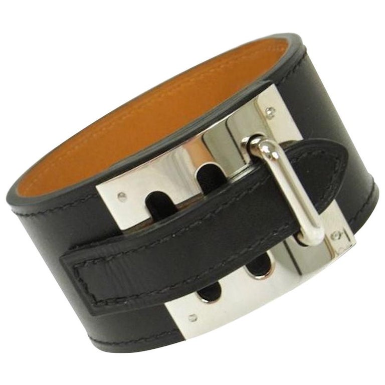 Hermes Black Leather Silver Wide Men''s Women''s Buckle Cuff Bracelet in  Box For Sale at 1stDibs | hermes bracelet men black, men hermes bracelet,  women's hermes bracelet