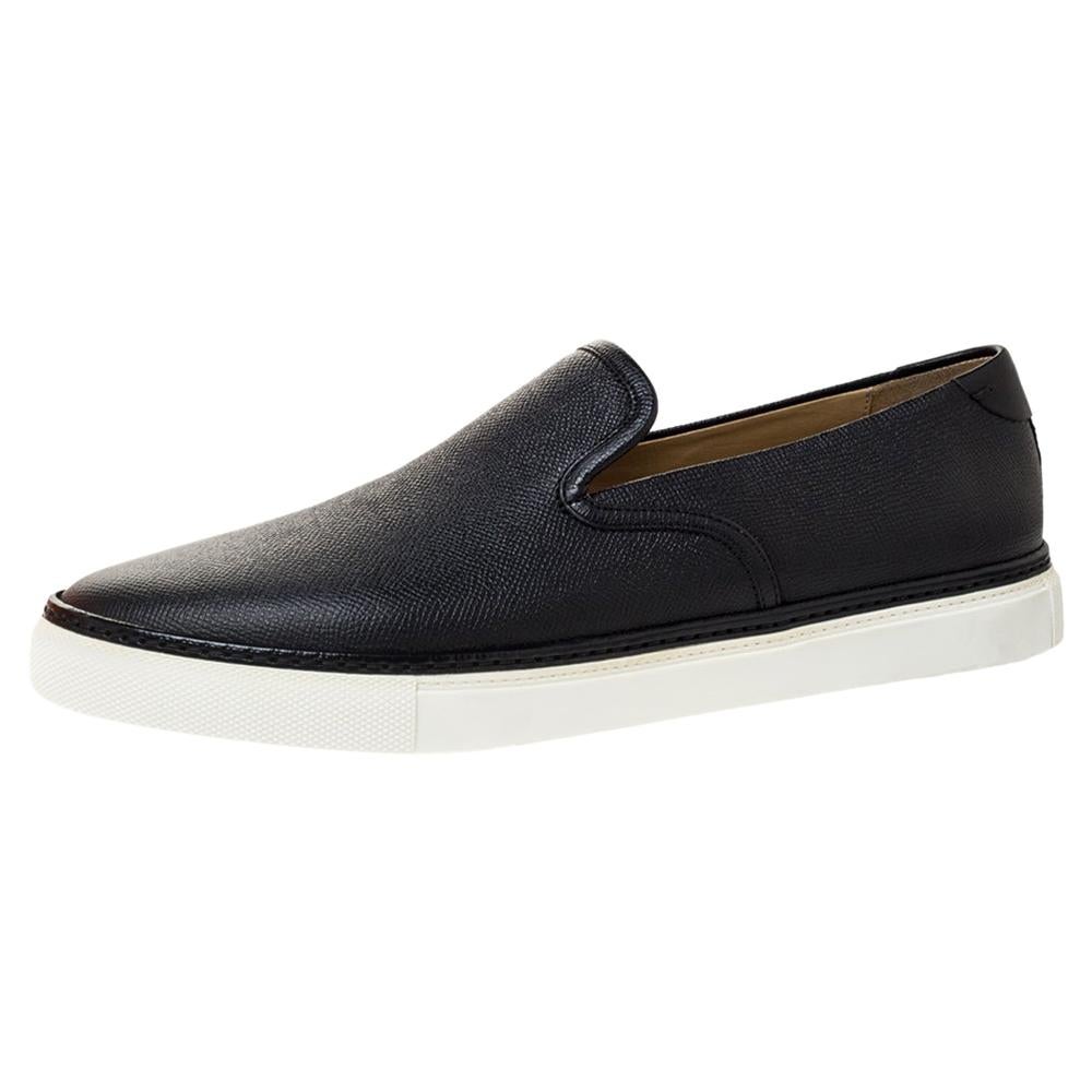 Hermes Black Leather Slip On Sneakers Size 42 For Sale at 1stDibs 