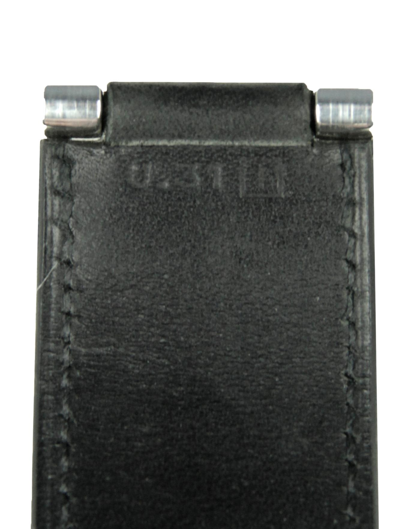 Hermes Black Leather & Sterling Wide Buckle Bracelet sz XS 4
