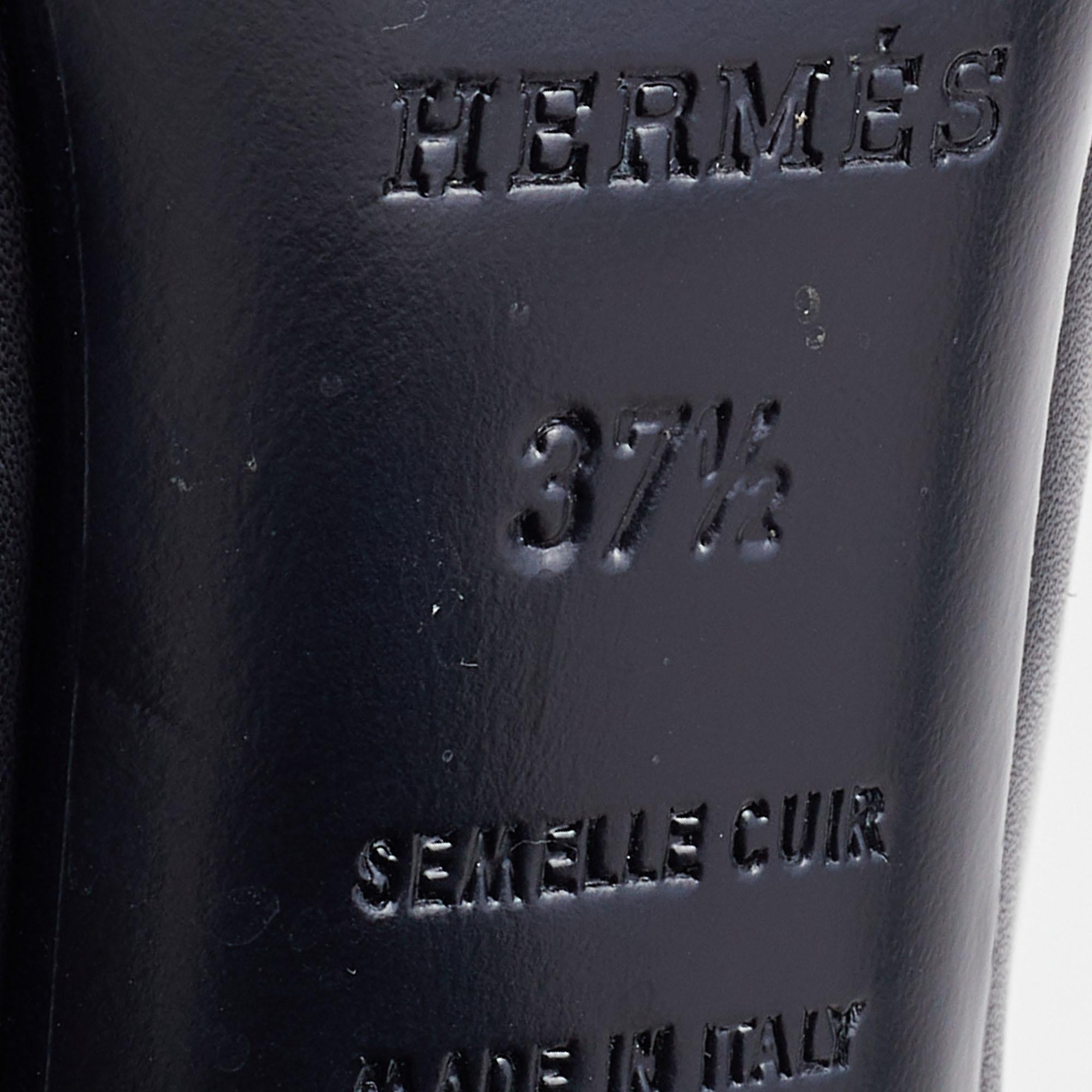 Hermes Black Leather Story Knee Length Boots Size 37.5 4