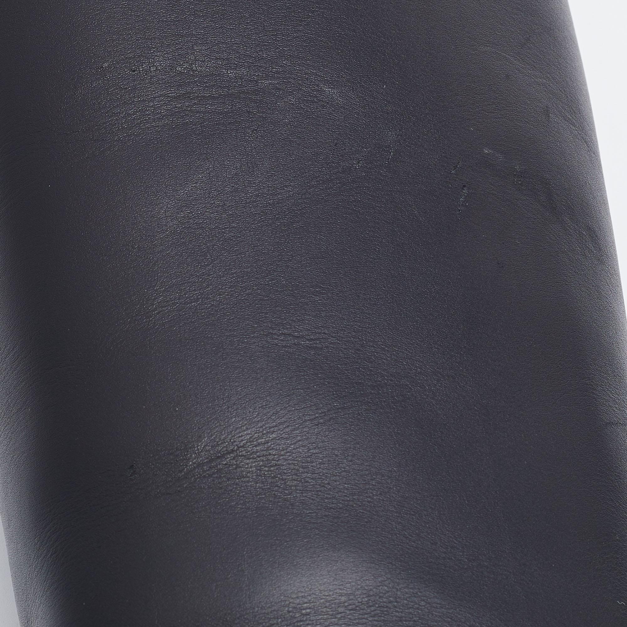 Hermes Black Leather Story Knee Length Boots Size 37.5 5