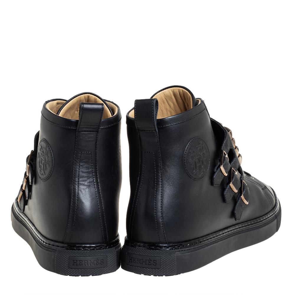 Hermés Black Leather Studded Lennox Sneakers Size 43.5 5