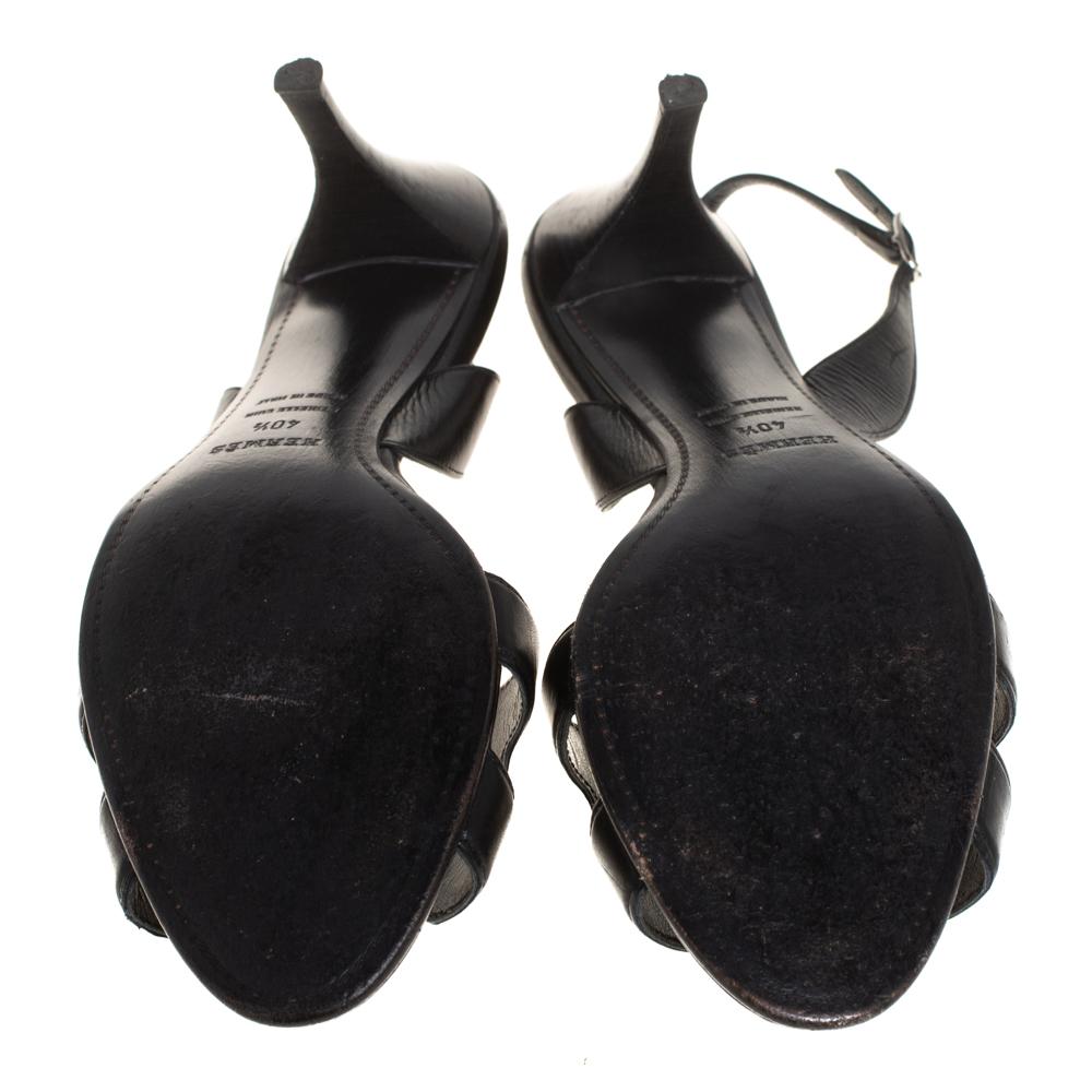 Women's Hermes Black Leather Studded Night Slingback Sandals Size 40.5