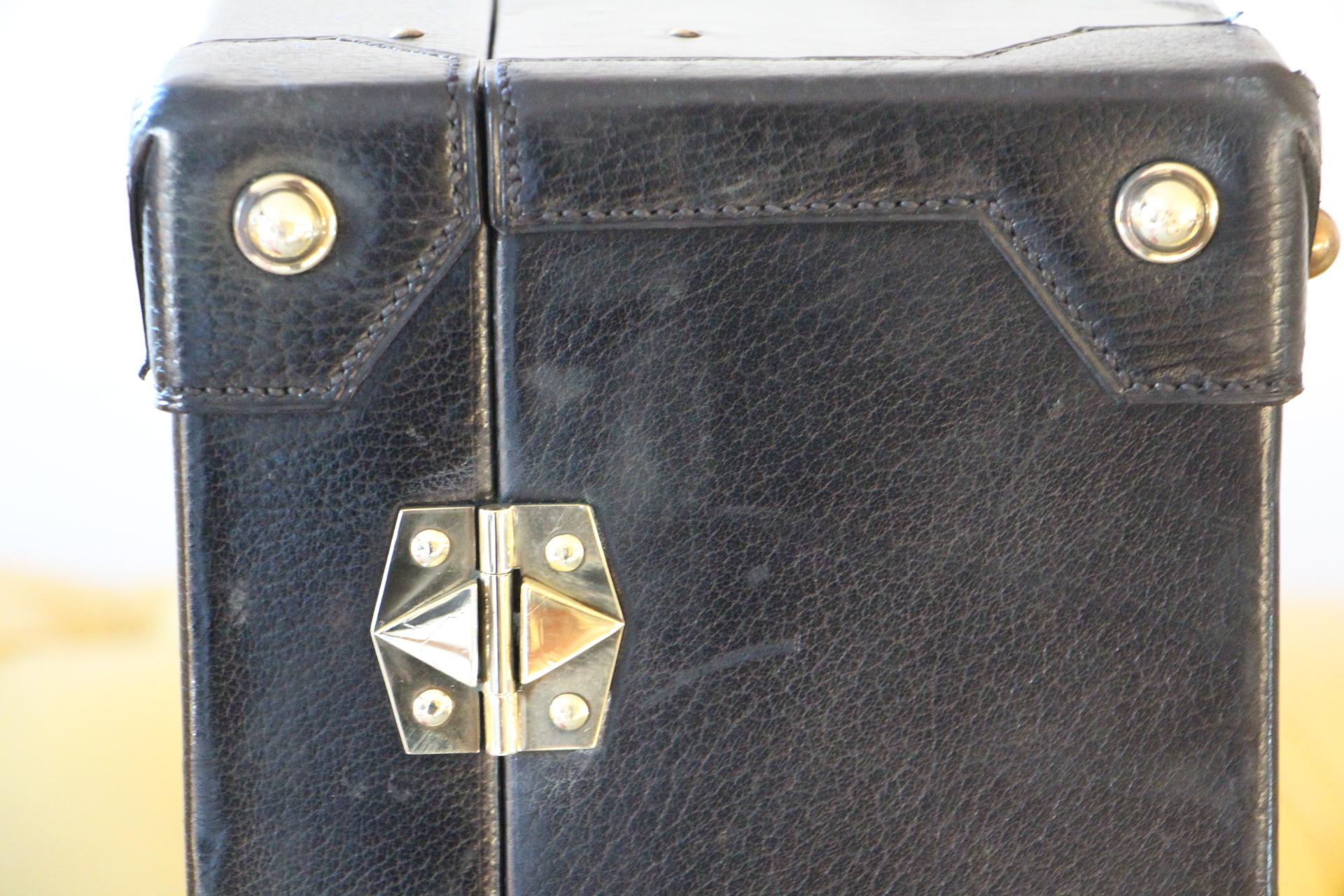 Hermès Black Leather Suitcase 70 cm, Hermès Trunk, Hermès Luggage 8