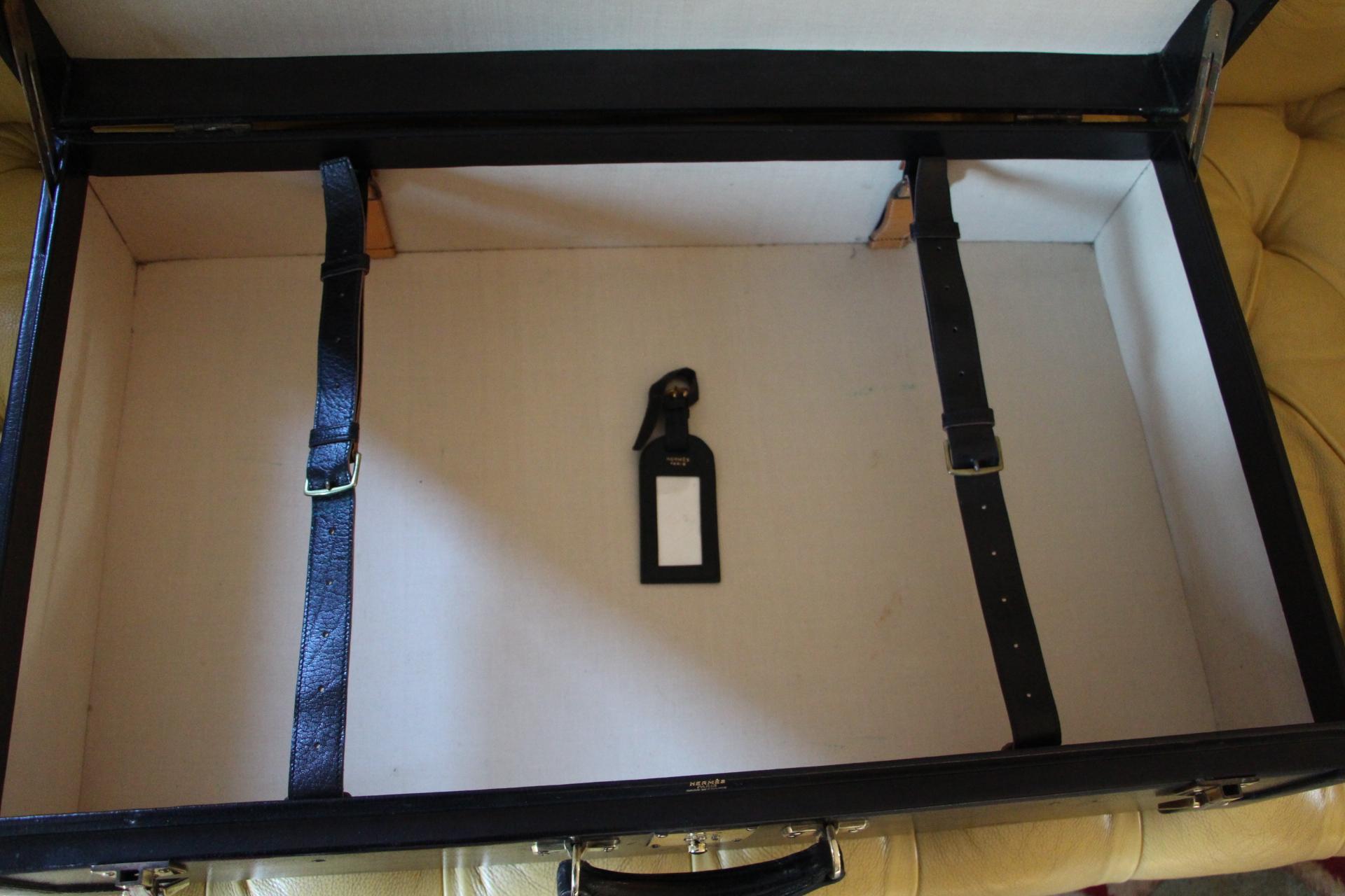 Hermès Black Leather Suitcase 70 cm, Hermès Trunk, Hermès Luggage 12