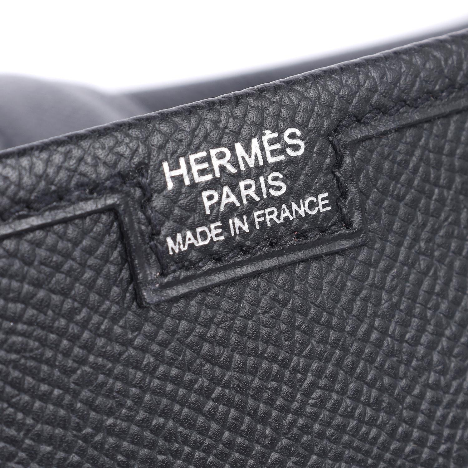 Hermes Black Leather Swift Jige Elan 29 Evening Bag Clutch For Sale 7