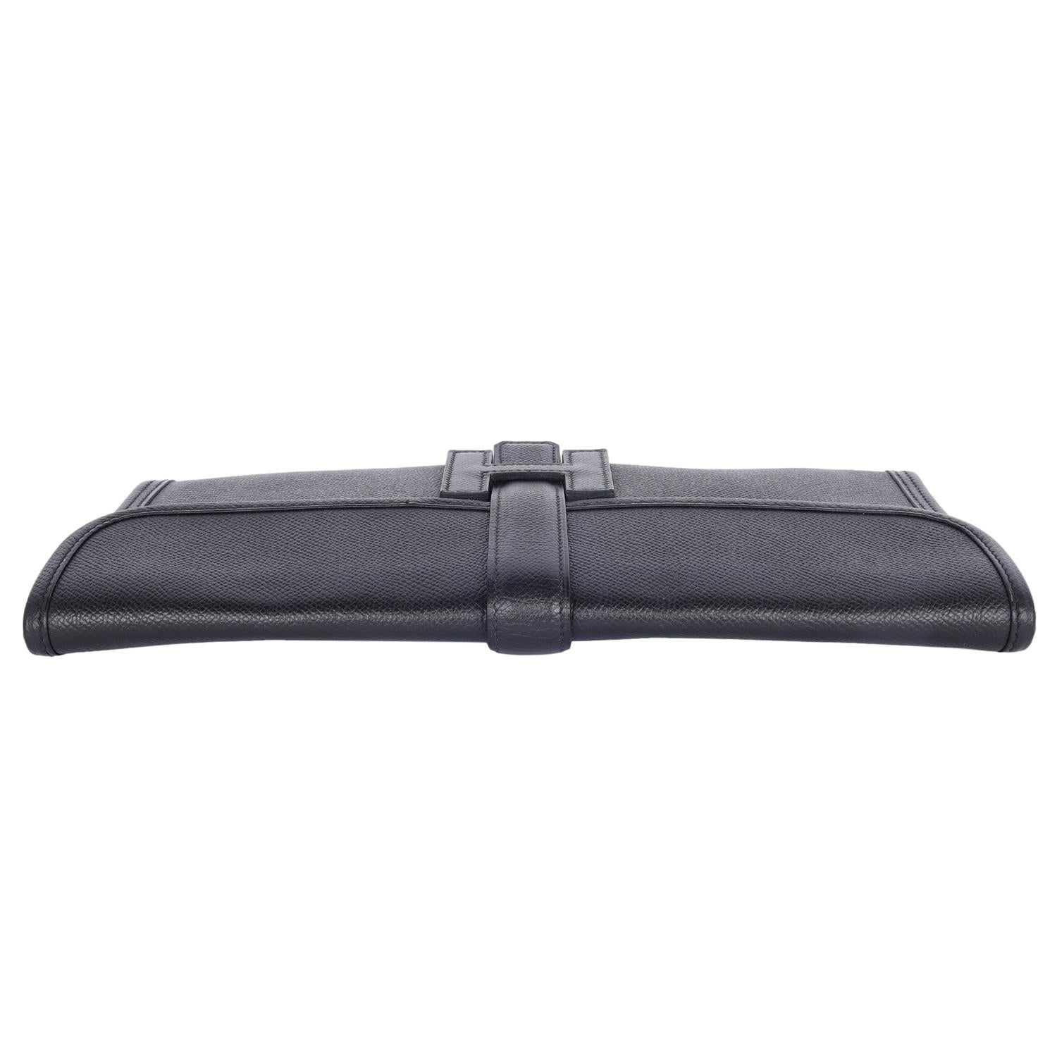Hermes Black Leather Swift Jige Elan 29 Evening Bag Clutch 5