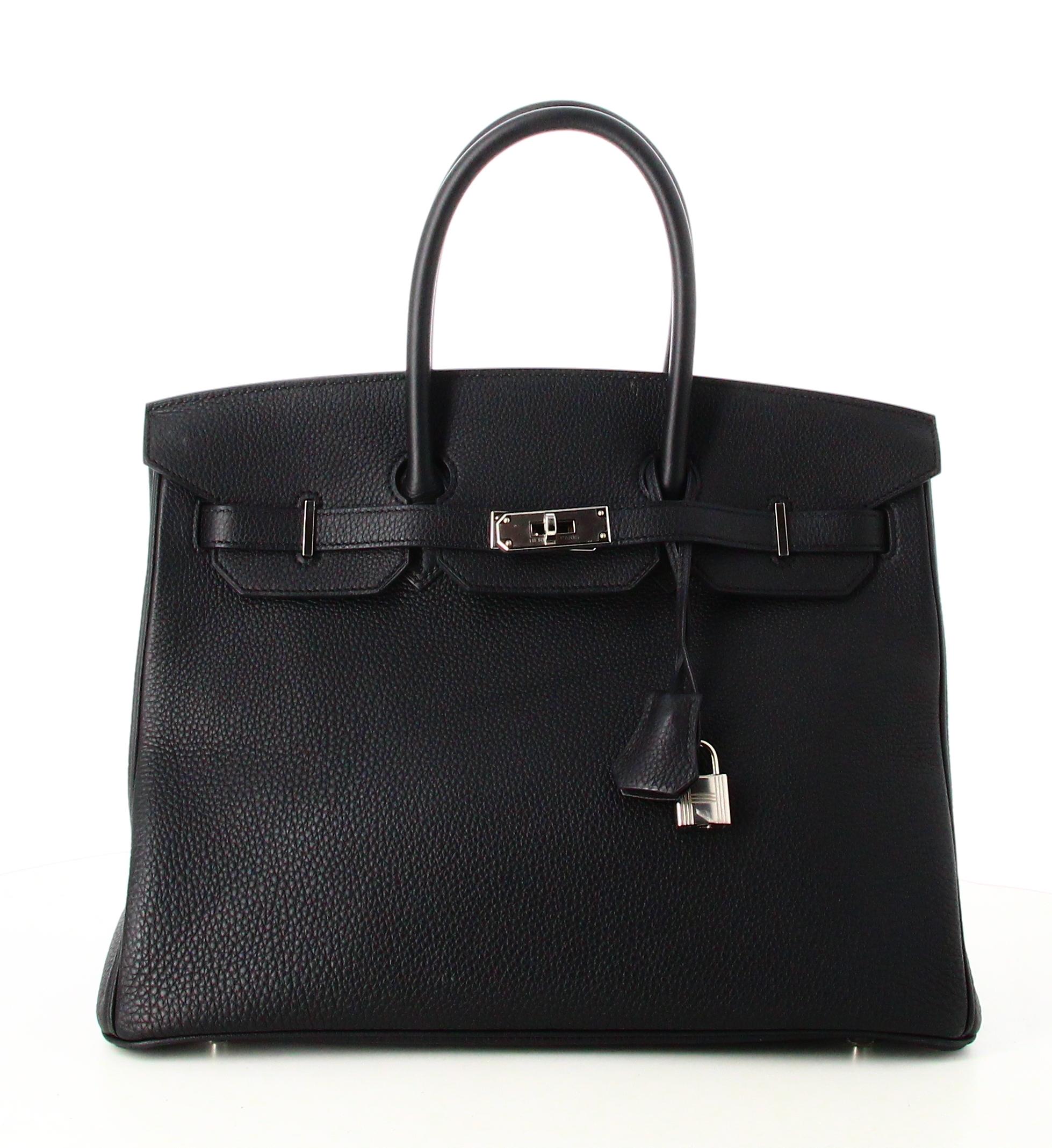 Hermes Black Leather Togo Birkin Bag 35 In Good Condition In PARIS, FR