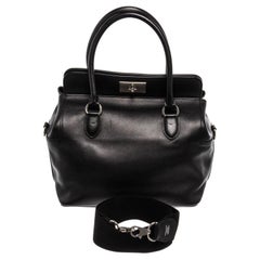 Vintage Hermes Black Leather Toolbox 26cm Handbag