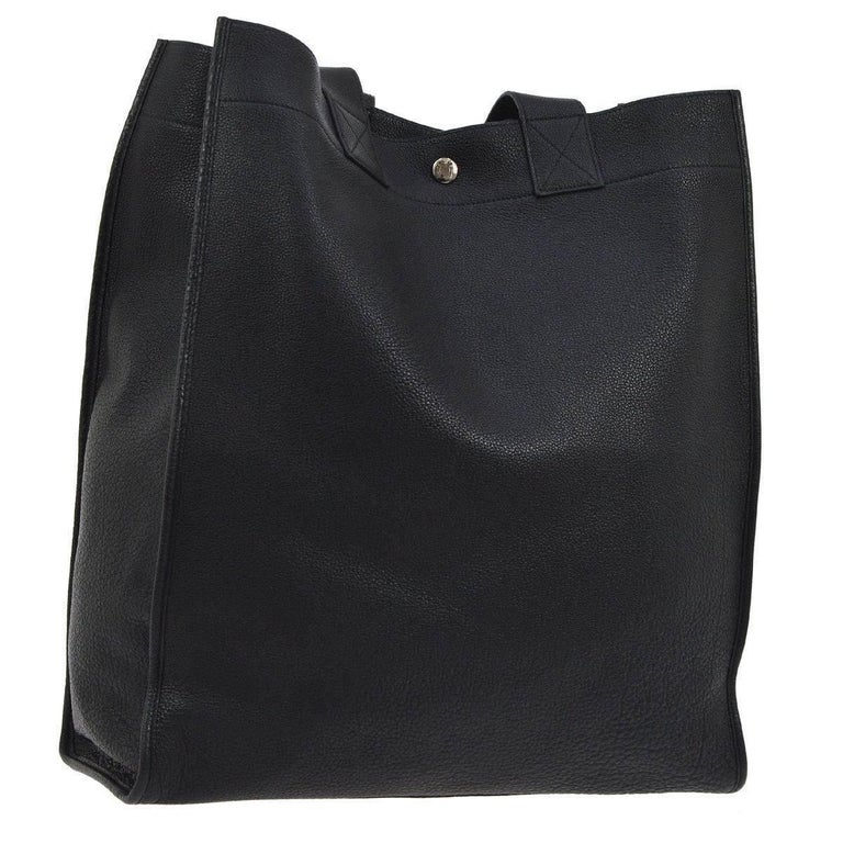 Hermes Black Leather Top Handle Satchel Travel Carryall Tote Bag For