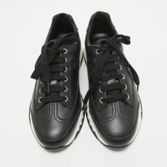 Hermes Black Leather Trail Sneakers Size 38.5