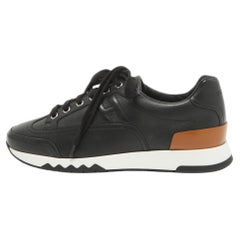 Hermes Black Leather Trail Sneakers Size 38.5