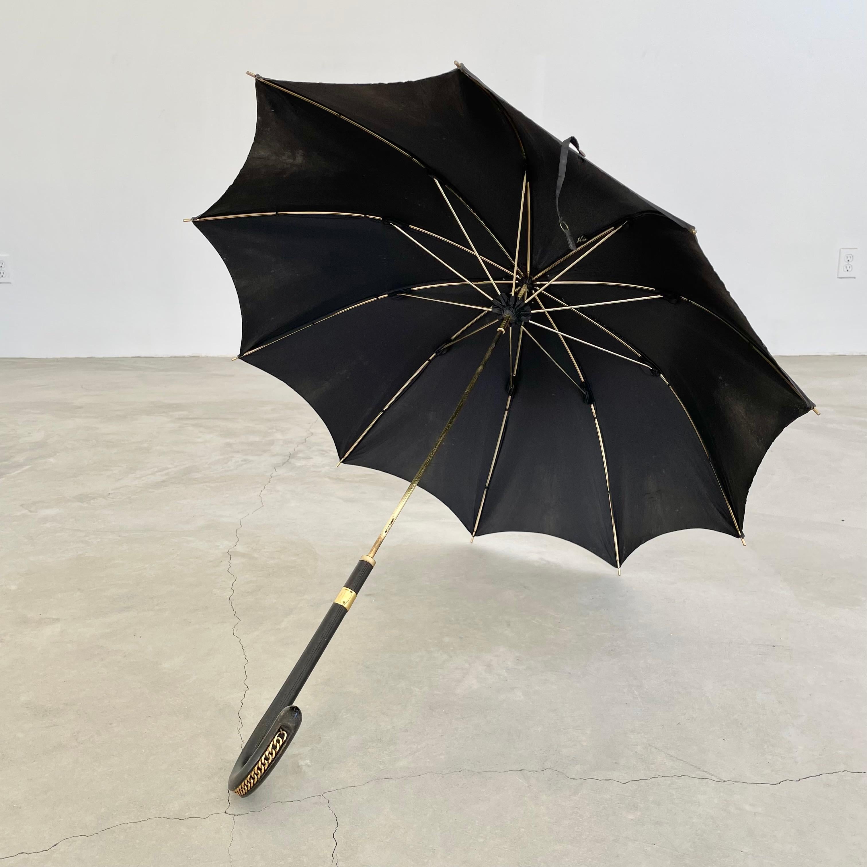 Hermès Black Leather Umbrella 7