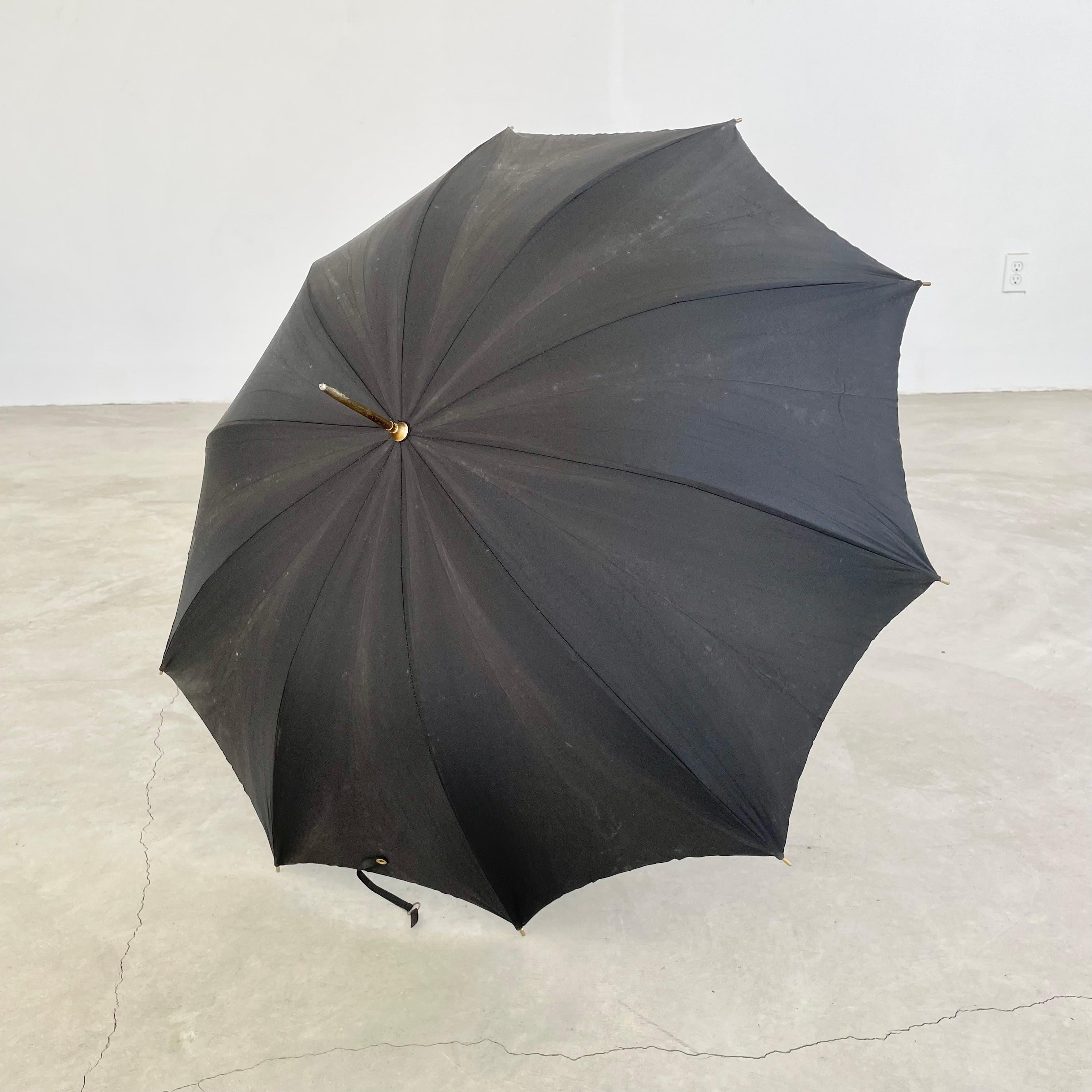 Hermès Black Leather Umbrella 9
