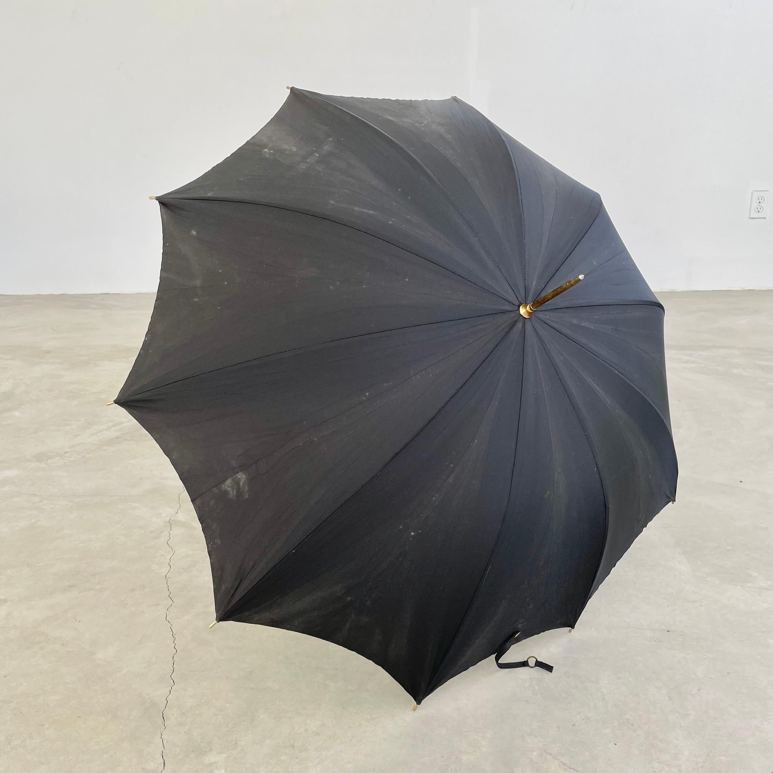 Hermès Black Leather Umbrella 10