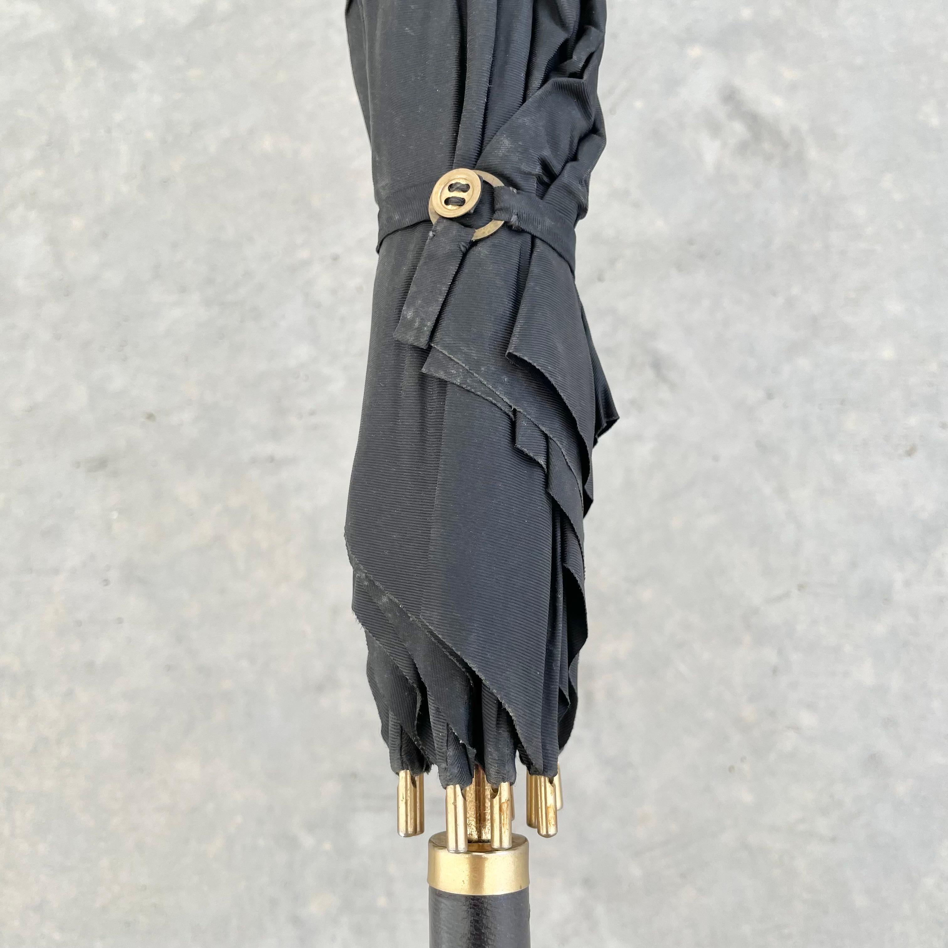 Hermès Black Leather Umbrella 11