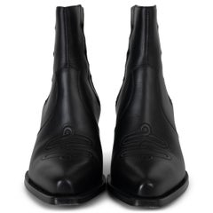 HERMES black leather VEGAS COWBOY Ankle Boots Shoes 37.5
