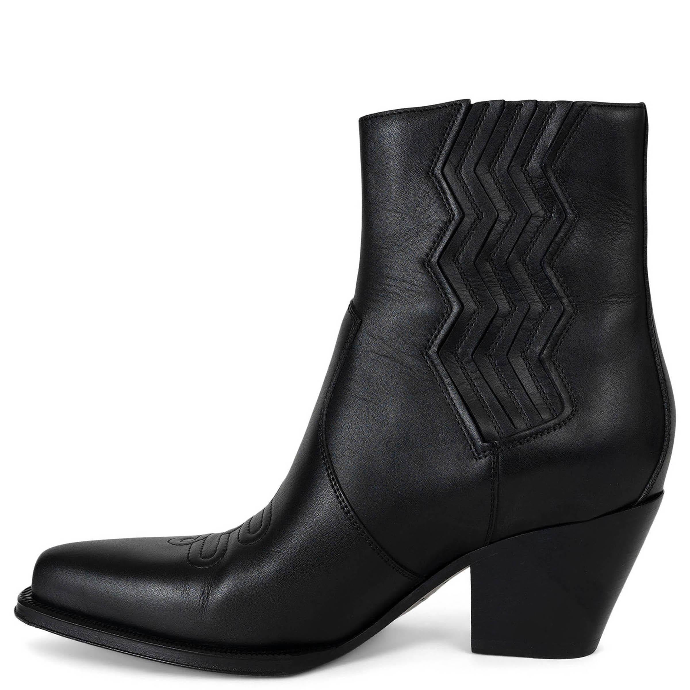 Nero HERMES pelle nera Vega COWBOY Stivaletti Scarpe 37,5 in vendita