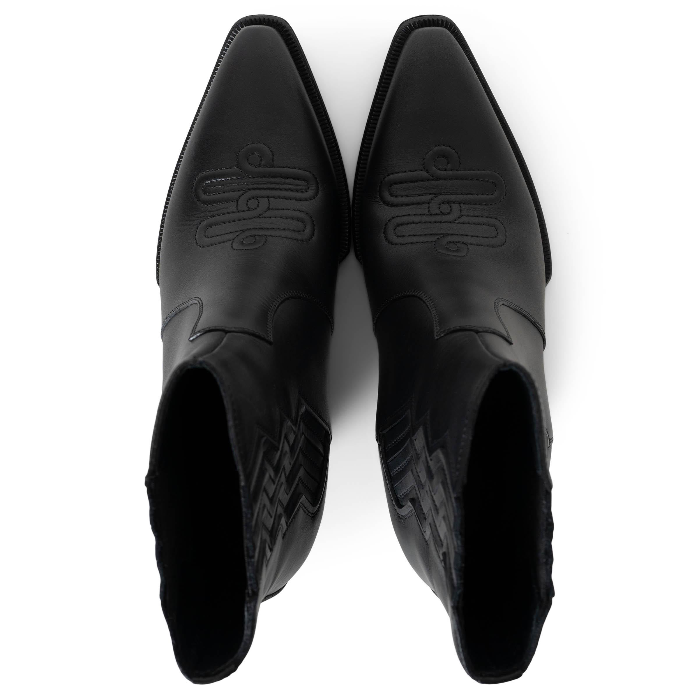 Donna HERMES pelle nera Vega COWBOY Stivaletti Scarpe 37,5 in vendita