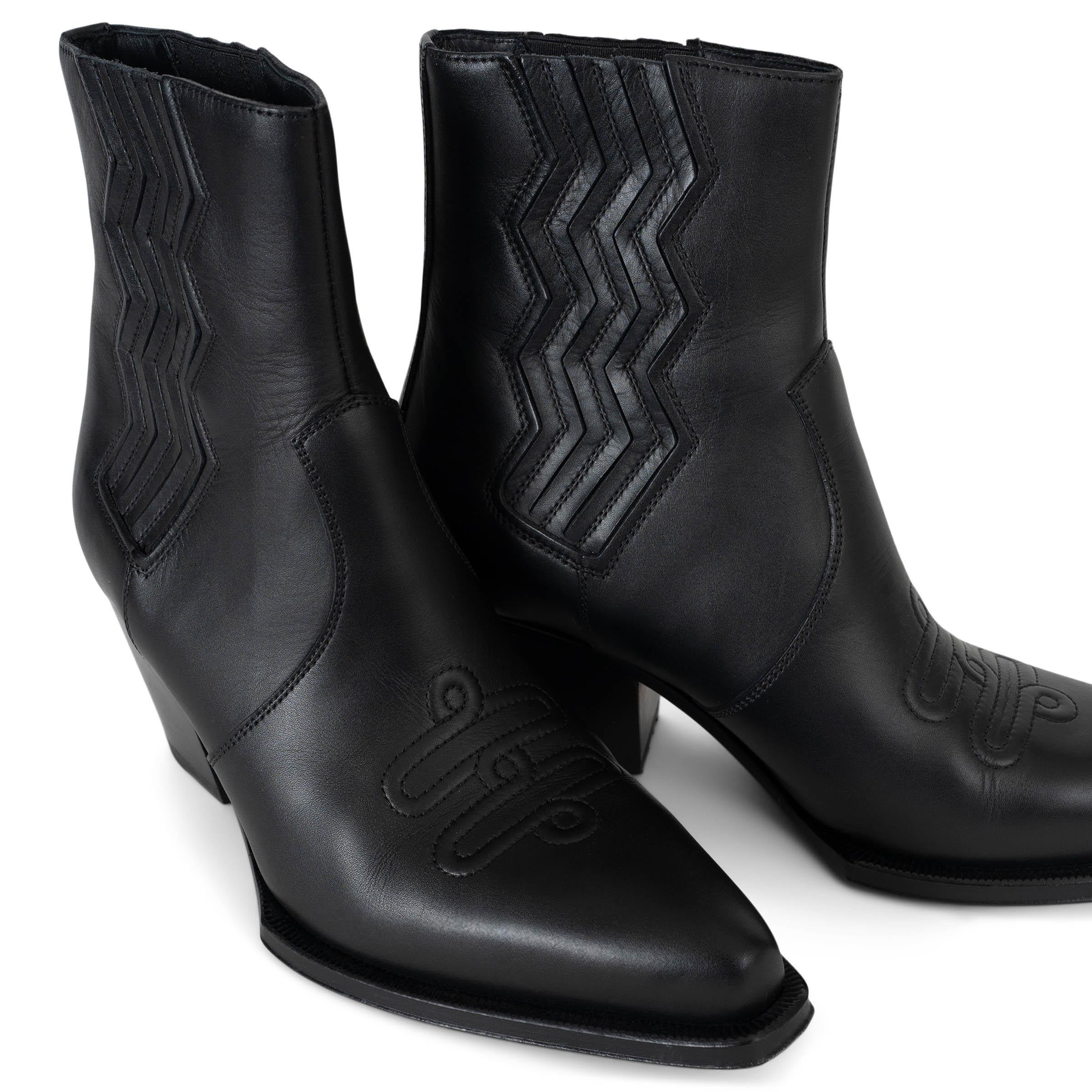 HERMES pelle nera Vega COWBOY Stivaletti Scarpe 37,5 in vendita 1