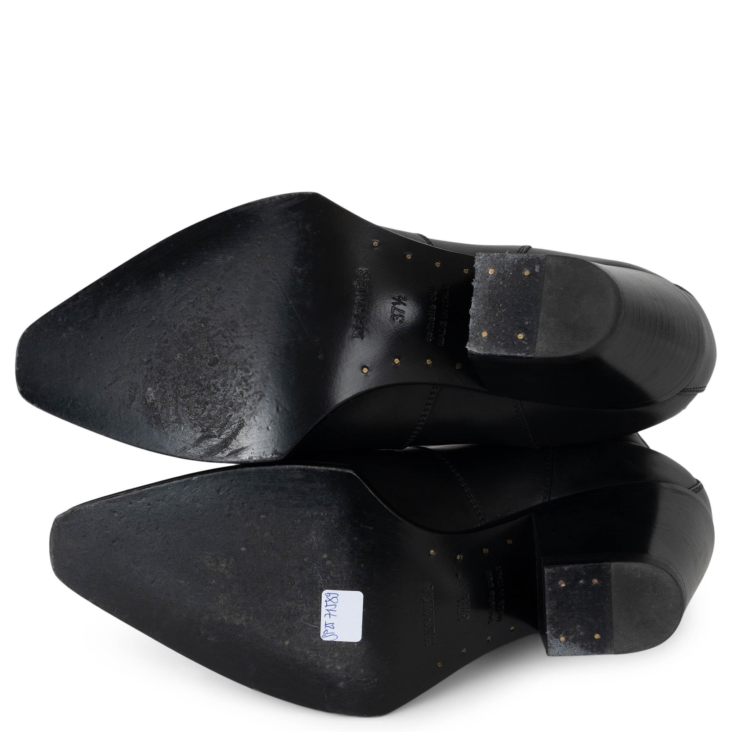 HERMES pelle nera Vega COWBOY Stivaletti Scarpe 37,5 in vendita 2