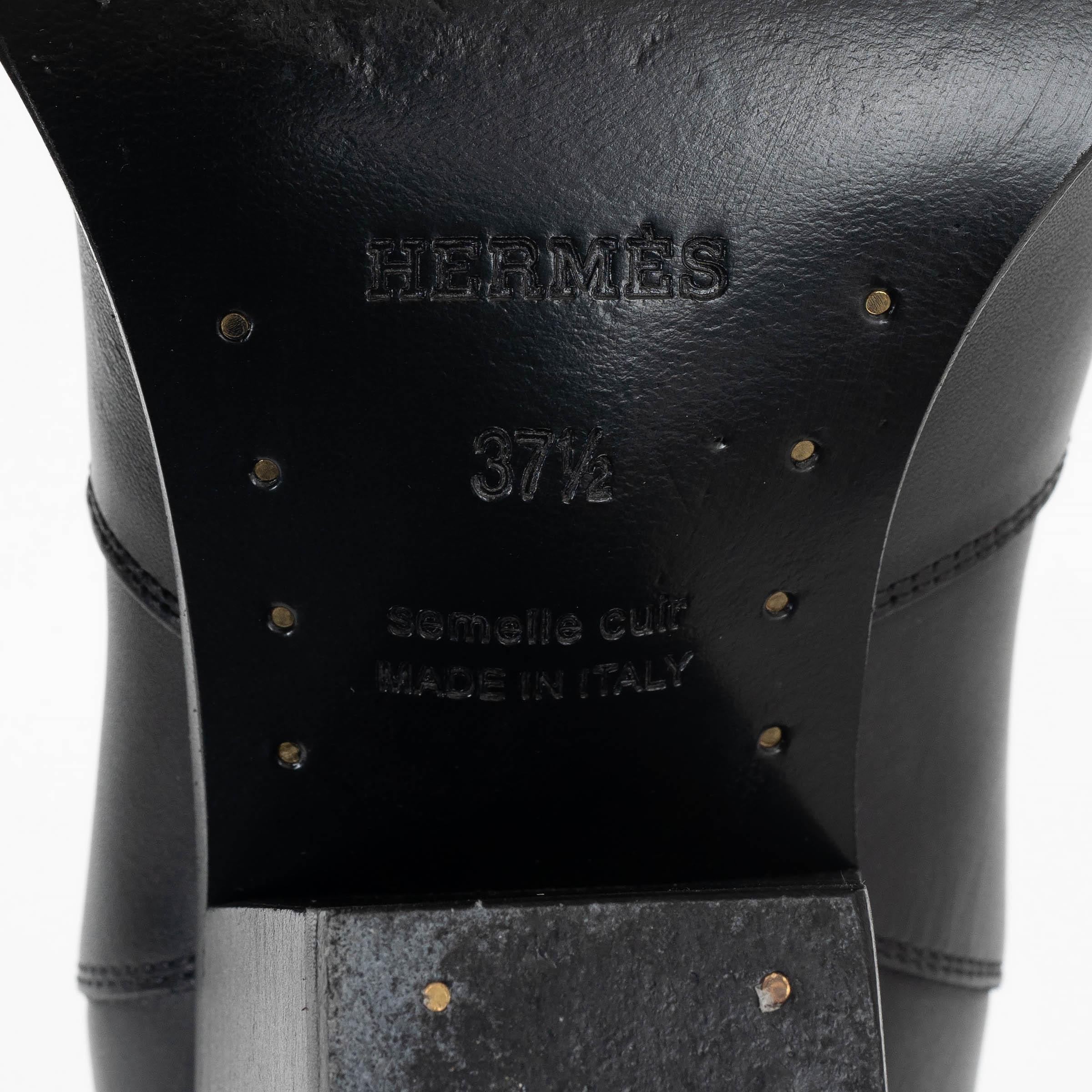 HERMES pelle nera Vega COWBOY Stivaletti Scarpe 37,5 in vendita 3
