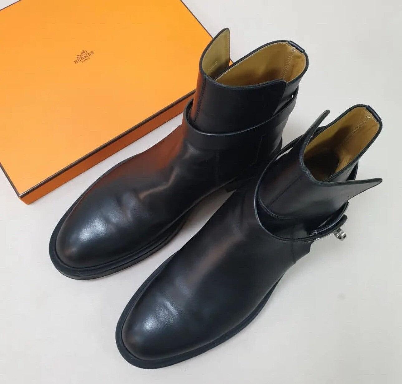 Hermes Schwarz Leder Veo Stiefelette Sz. 38 im Zustand „Gut“ im Angebot in Krakow, PL