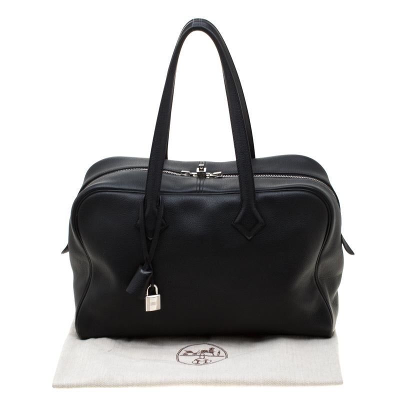 Hermes Black Leather Victoria II Fourre Tout 35 Bag 5