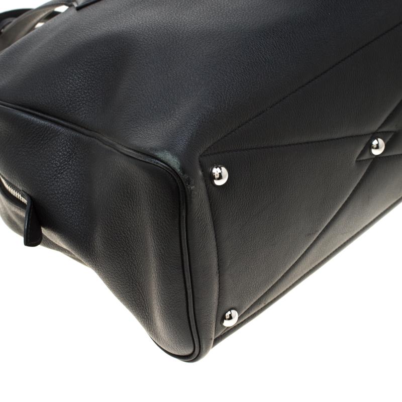 Women's Hermes Black Leather Victoria II Fourre Tout 35 Bag